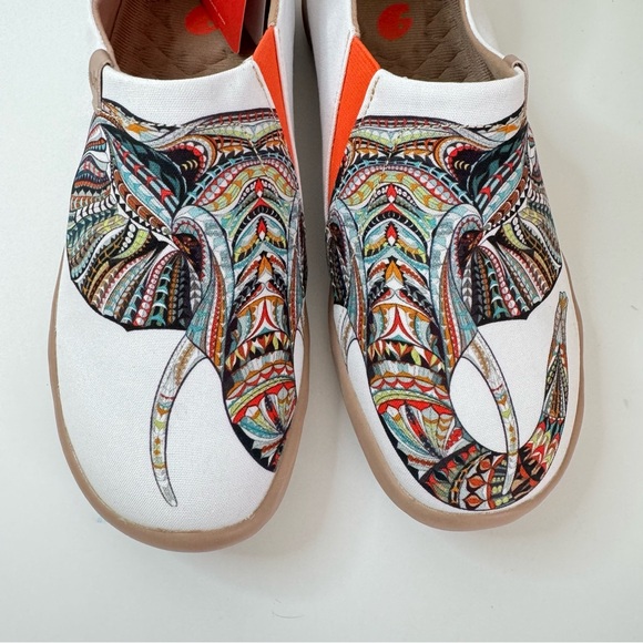 UIN Size 7 Slip On Shoes Canvas Ganesha Elephant - Picture 10 of 16